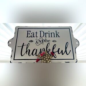 White & Black Metal Plaque Dining Room Wall Decor